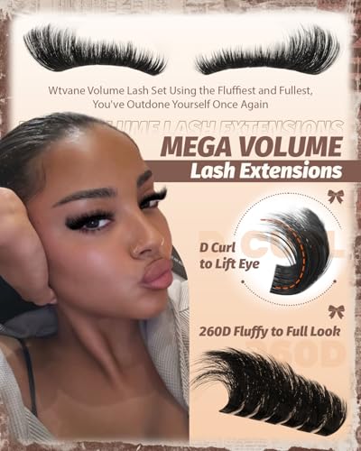 260D Fluffy Lash Clusters 12-24mm D Curl Faux Mink