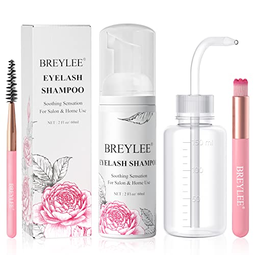 BREYLEE Lash Extension Shampoo Kit 60ml with Rinse Bottle
