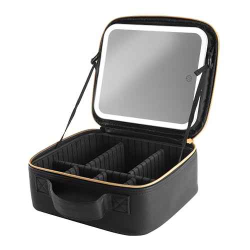 iHome Travel Makeup Bag with LED Mirror, Makeup Organizer with Lighted Mirror, Ideal Travel Essentials for Women (iCVS20)