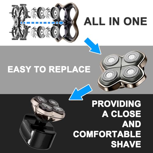 TRAH Shaver PRO 4 Head Replacement Blade Compatible with Skull Shaver Pit-bull Pro - for Pit-bull Silver Gold PRO SX5 & Palm MX5 & Butter-fly Kiss Pro - Bald Men Electric Shavers Accessories (2 Packs)