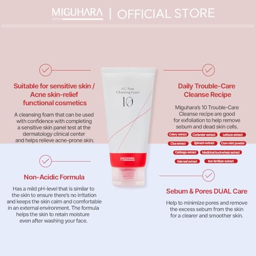 A.C Pore Cleansing Foam | Korean Skincare Face Wash (120ml/4.05 fl. oz.)