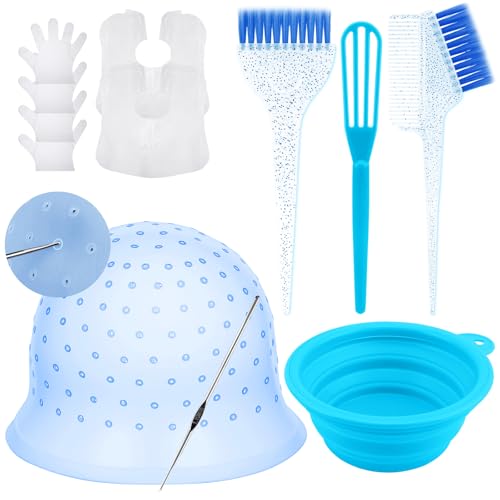 YOOVR Blue Hair Highlight Kit with Silicone Cap & Dye Brush - 12 Pieces