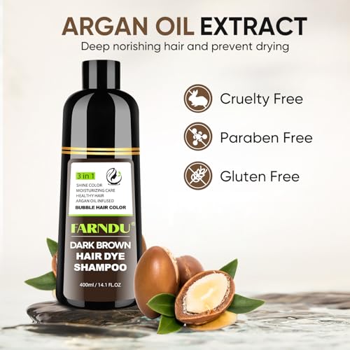 Dark Brown Hair Dye Shampoo for Grey Hair Coverage