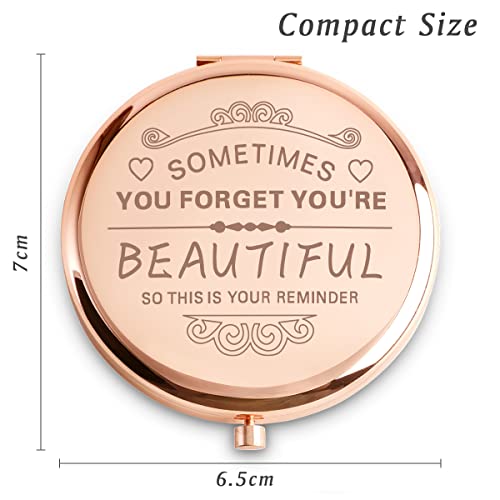 You Are Beautiful Compact Mirror - Personalized Engraved Gift for Women, Mom, Grandma, Best Friends