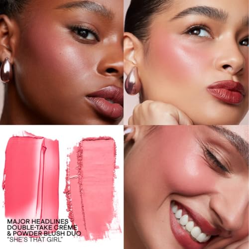 PATRICK TA Mini Major Headlines Double-Take Cr?me & Powder Blush Duo She¡¯s That Girl Soft Pink, Long-Wearing Glow, 0.138 oz