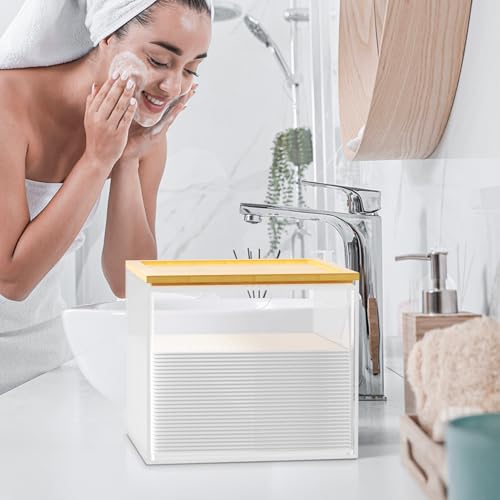 Acrylic Drawer Face Towel Holder with Bamboo Lid