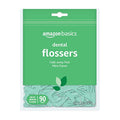 Amazon Basics Mint Dental Flossers Pack of 1 - 90 Shred-Resistant Picks with Fold-Away Toothpick