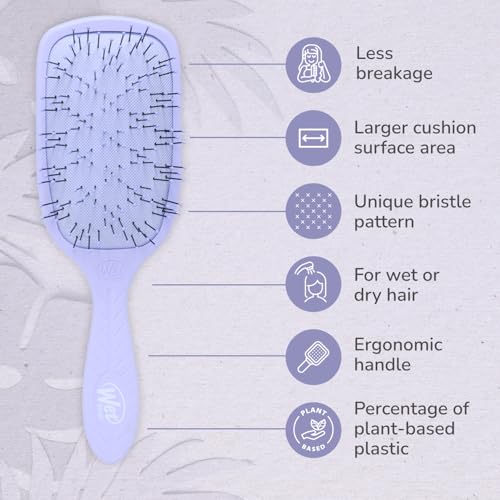 Wet Brush Go Green Thick Hair Paddle Detangling Brush, Purple - Ultra-Soft IntelliFlex Bristles With AquaVent - Gently Loosens Knots While Minimizing Pain - Curly, Coarse, Long, Wet & Dry Hair