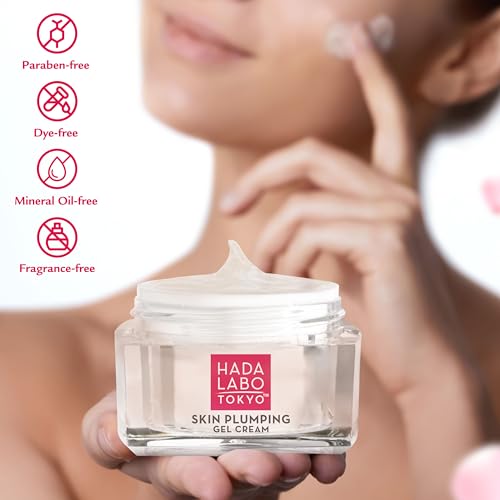 Hada Labo Tokyo Plumping Gel Cream,Facial Moisturizer,Clinically Proven to Provide 24-Hour Moisture in Use,Super HyaluronicAcid,Ceramides,Collagen,No Parabens,Dyes or Fragrance,1.76 oz,(Pack of 2)