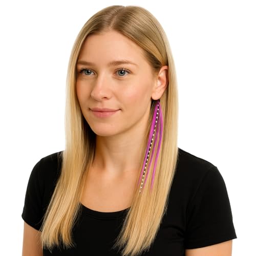Pink & Purple Feather Hair Extensions 4-7" (5 Pack)