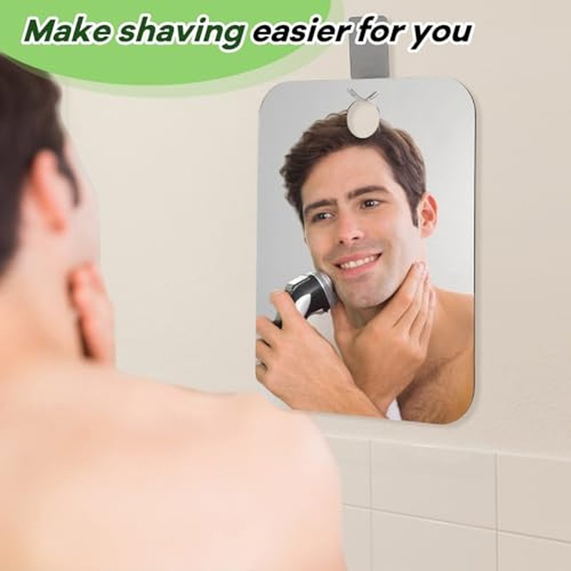 2 Pack Shatterproof Shower Mirrors for Shaving & Makeup