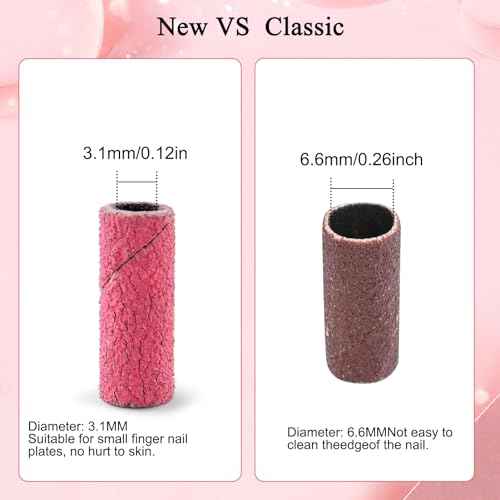 200 Pcs Nail Drill Bits Small Sanding Bands with 3.1mm Mandrel Bit, Mini Sanding Bands Nail File for Acrylic Gel Manicures and Pedicure (Rose Red, 180 Grit)
