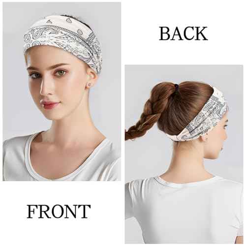 YARIEW Boho Headbands for Women Wide Bandana Headbands Stretch Knotted Headband Elastic Head Bands Women's Hair Band Non-Slip Yoga Workout Head Wraps Hair Accessories for Women Girls
