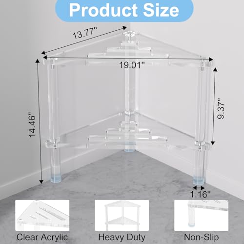 Acrylic Corner Shower Stool for Shaving Legs, Heavy Duty Shower Foot Stool for Inside Shower, Acrylic Corner Shower Bench Shower Shaving Foot Rest for Shaving Legs, Shower Step Corner Stool