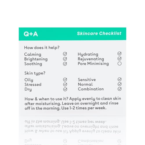 Q+A Cica Overnight Face Mask (50g), Calming, Hydrating and Barrier-Strengthening Face Care, Sleeping Mask for Sensitive, Stressed and Dry Skin, With Centella Asiatica, Vegan Skincare