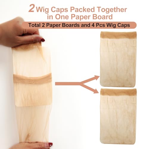 BEEOS Skinlike HD Wig Cap - 4 Pieces Invisible Breathable Stretchy Stocking Caps