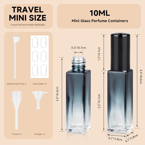 ZIZEMOJA Refillable Perfume Atomizer Set - 3 Pack 10ml Leak-Proof Bottles
