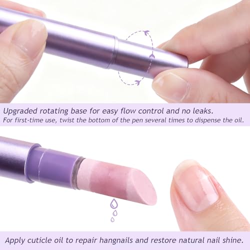 2-in-1 Ceramic Cuticle Oil Pusher Pens - Nail Care Repair Set, 5 Pack