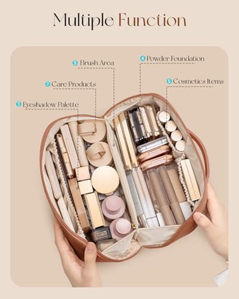 VLANDO Makeup Bag 9.1" Travel Toiletry Organizer Brown