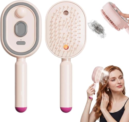 Mrkyy Electric Spray Hair Brush - 3-in-1 Anti-Frizz Detangling Comb with Refillable Mist for Scalp & Hair Care