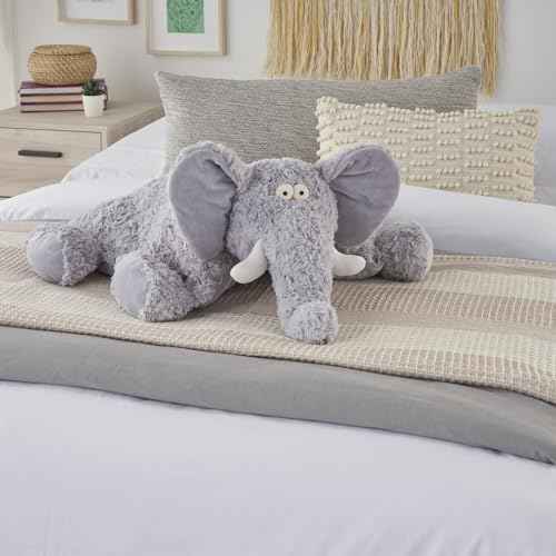 Mina Victory Plush Lines Foldable Elephant Stuffed Animal Grey 18" x 22" Throw Pillow