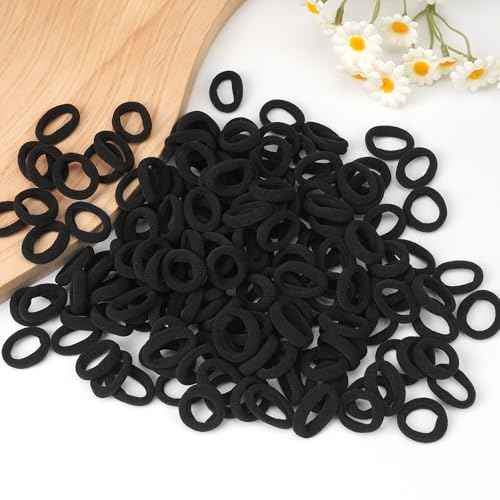 C?LLOT Baby Hair Ties, Nylon Toddler Hair Ties for Girls, Kids Seamless Hair Bands, Girls Elastic Ponytail Holders, Diameter 0.8 Inch(Black)
