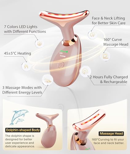 ELISHINE 7-Color LED Face & Neck Massager - Rose Gold
