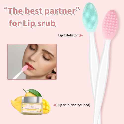 50 Pcs Lip Scrub Brush,Lip Scrubber Exfoliator,Double-Sided Silicone Lip Brush Tool for Men Women Lip Lightening, Lip Exfoliator Scrubber Tool for Dark Lips