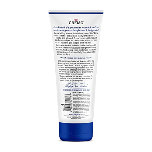 Cremo Cooling Shave Cream 6 oz each (Pack of 2) – Cooling Peppermint & Menthol for Men