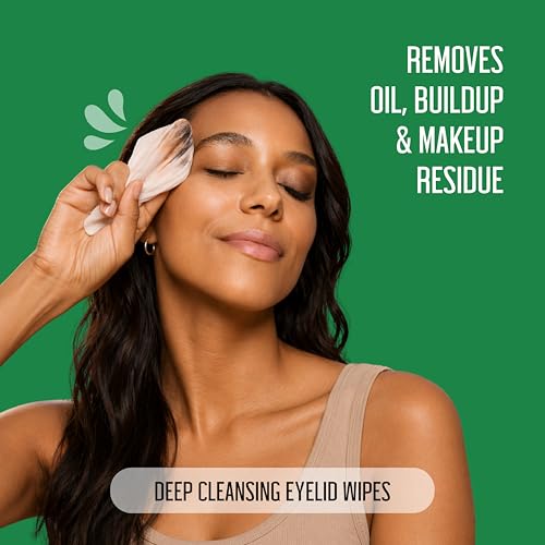 PURELID 100 Pack Tea Tree Eyelid Wipes - Gentle Eye Cleanser with Hyaluronic Acid & Chamomile for Dry Eyes & Allergies