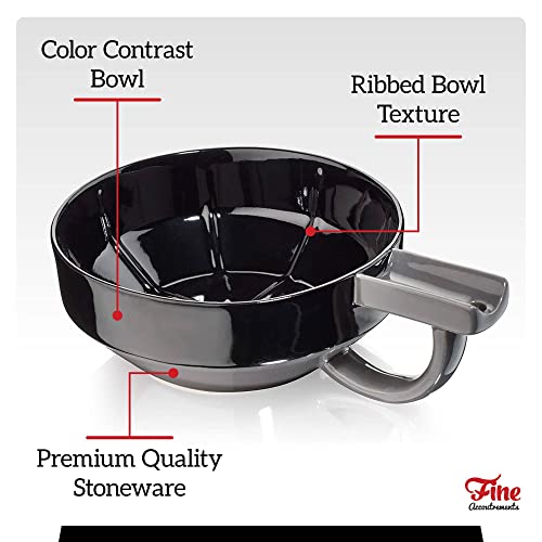 Fine ?Mr Lather Bowl, ?Gentleman's Ceramic Shaving Cream Bowl, Aerating Ribbed ?Texture, Brush Holder, Wall Mount Hole, Dark Color for Visual Contrast, Premium Stoneware Construction (Red)