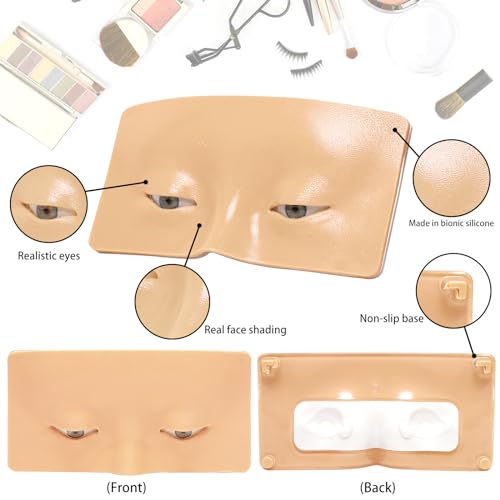 3D Eye Makeup Practice Board - Reusable Silicone Face Mannequin for Beginners to Practice Eyesmakeup Kit (White)