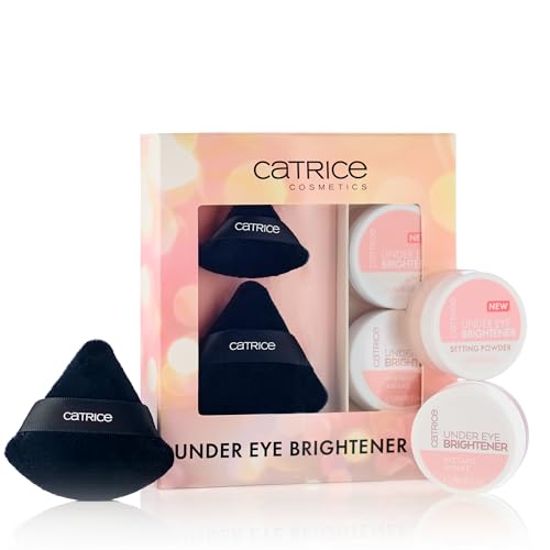 Catrice Under Eye Brightener & Setting Powder Set with Powder Puffs