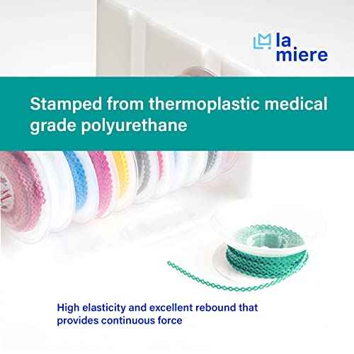 LA MIERE 1 Roll Orthodontic Rubber Chains, Braces Power Chains consisted force in closed, short, long 15''spools (closed, 0.113¡¯¡¯(2.5mm), Turquoise)