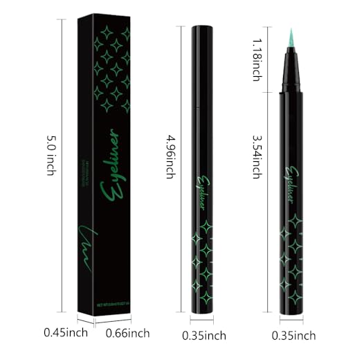 Green Metallic Glitter Liquid Eyeliner Pen ? Long-Lasting Sparkly Waterproof Eyeliner for Women & Men ? Tattoo-Effect Eye Makeup for Parties ? Delineador L?quido con Brillo 06