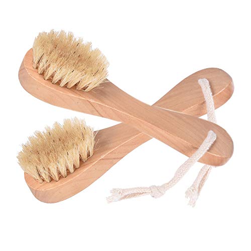 Natural Bristle Facial Brush with Wooden Handle (Pack of 2)