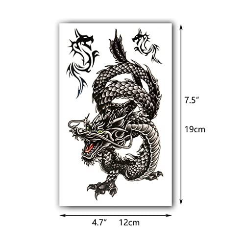 18-Sheet Realistic Fake Tattoos - Waterproof Tribal Dragon & Wolf Designs