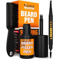 FOLLICLE BOOSTER Beard Pen Filler Styling Kit for Men - 3-in-1 Filling Set with 4-Tip Fork, Normal Pencil, and Brush - Waterproof, Sweatproof & All-Day Hold - Black