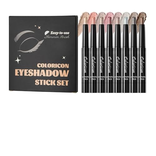 8 Colors Cream Eyeshadow Sticks, 12H Waterproof Shimmer