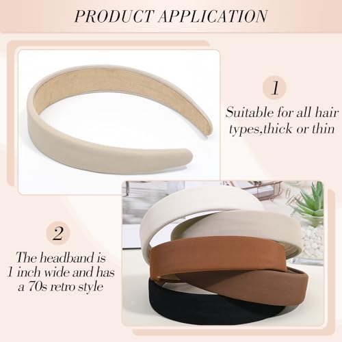 Obeoby 70s Ribbed Headbands for Women, Non-Slip (5-Pack)