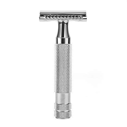 Classic Double Edge Safety Shaving Razor, Pure Copper Handle,1 Razor + 10 pcs Super Stainless Steel Blades