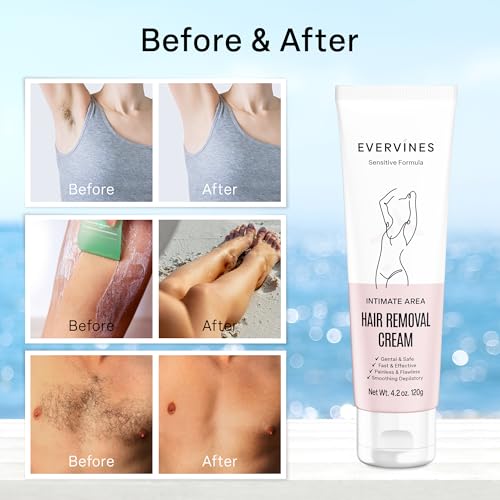 Hair Removal Cream for Women: Fast & Painless Depilatory for Bikini Pubic Legs Arms Underarms - Sensitive Skin Safe - Travel & Home Use with Scraper ? 4.2oz