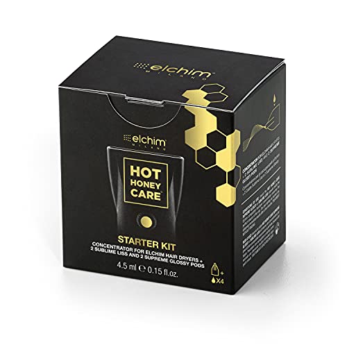 Elchim Hot Honey Care: Anti Frizz and Hair Gloss System for Dry/Damaged Hair, Hair Serum and Blow Dry Starter Kit, Hair Dryer Concentrator Compatible with Elchim Compact Hair Dryers