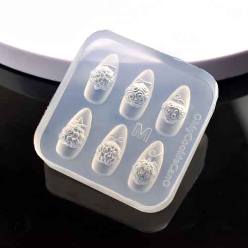 3D Flowers Nail Mold Devil Fruit Carving Template Silicone Nail Tools for Resin Charms Manicure DIY Supplies