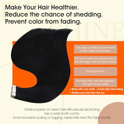 Full Shine Tape In Hair Extensions Human Hair 18 Inch 50G