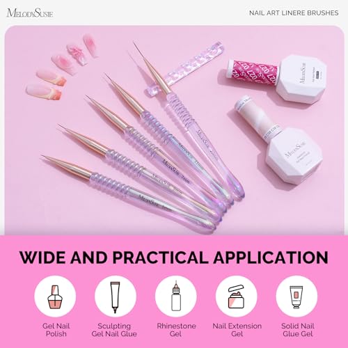 MelodySusie Nail Art Brush Set - 5 Professional Brushes & Holder