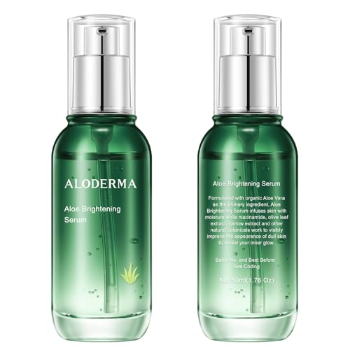 Aloderma Skin Brightening Serum for Face with 65% Organic Aloe Vera - Face Serum with Niacinamide, Vitamin C for Skin Lightening - Aloe Vera Serum to Hydrate & Revitalize Dull, Tired Skin, 1.7oz