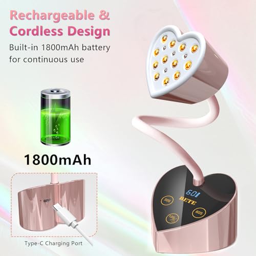 BETE Mini UV Nail Lamp - 30W Cordless Gooseneck Nail Dryer