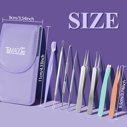 9pc Blackhead Remover & Ingrown Hair Tweezers Kit