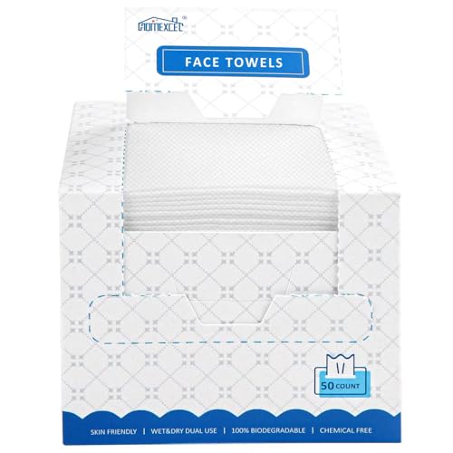 HOMEXCEL Disposable Face Towels, Ultra Soft & Absorbent 50 Count